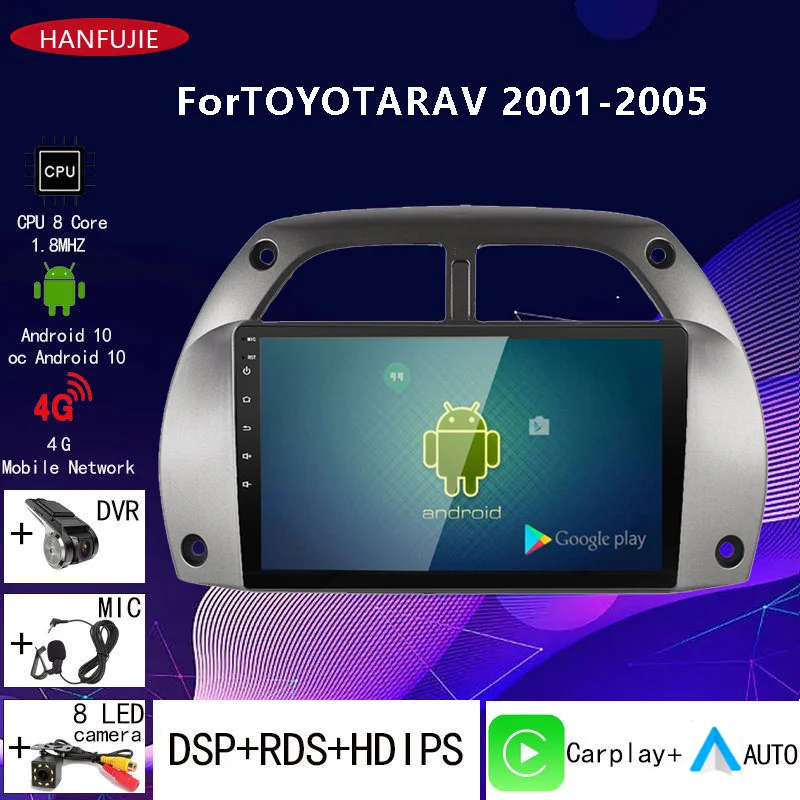 

Android 10.0 4+64G Carplay Car Radio Multimedia Player GPS Navigation 2DIN for Toyota RAV4 2001 2002 2003 2004 2005 2006