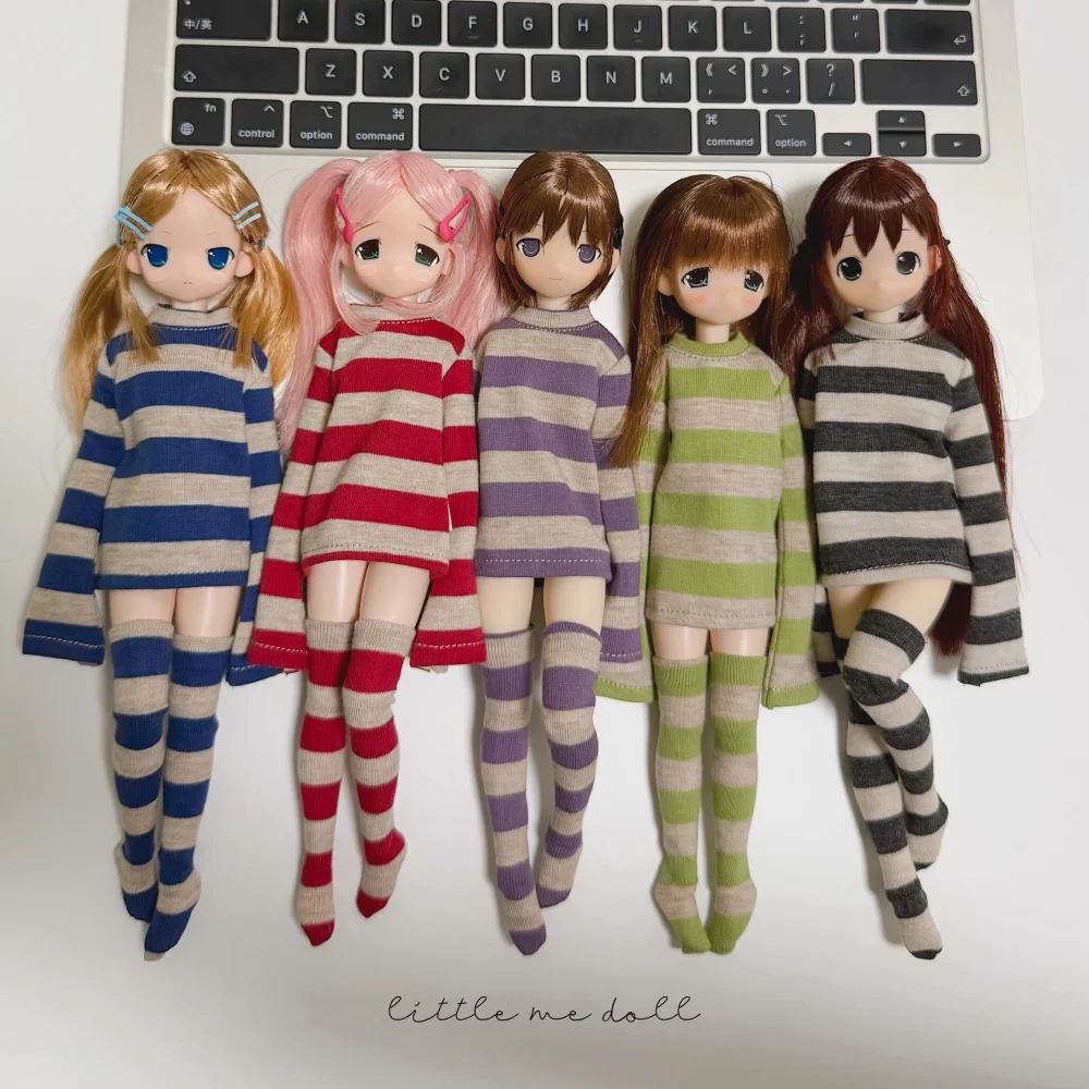 【No Figure】Pre-sale Handmade Female Doll's Clothing Accessories Striped T-shirt Fit Action Figure Toys For Azone Ob22 Ob24 Blyth