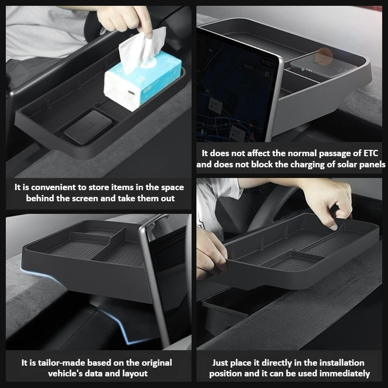 

Dashboard Double-layer Storage Box for Tesla Model Y Juniper 2025 Layered Organization Tissue Tray ETC Storage Box Accessories