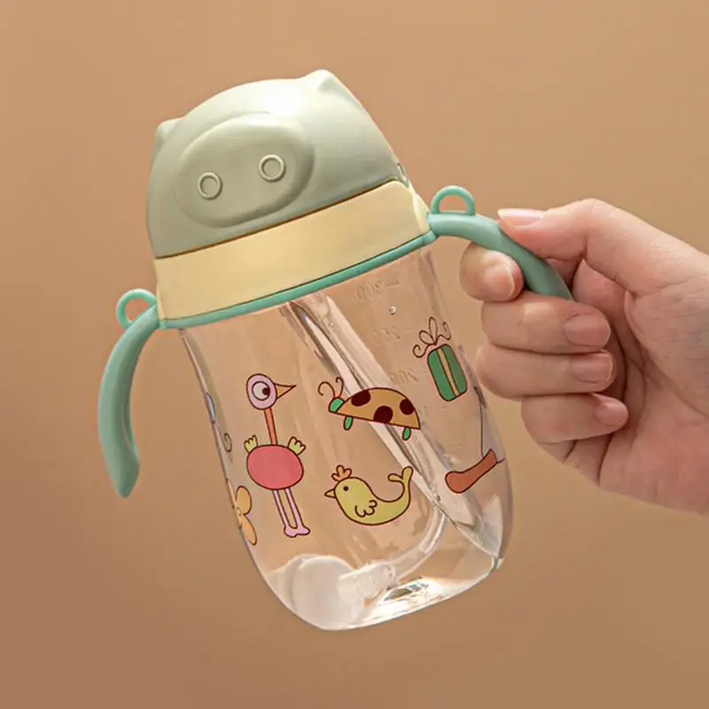 Straw Learning Cup 280ml Baby Straw Sippy Learning Cup Double Sealing Design Drinking Tool For Travel Camping Car Picnic Home