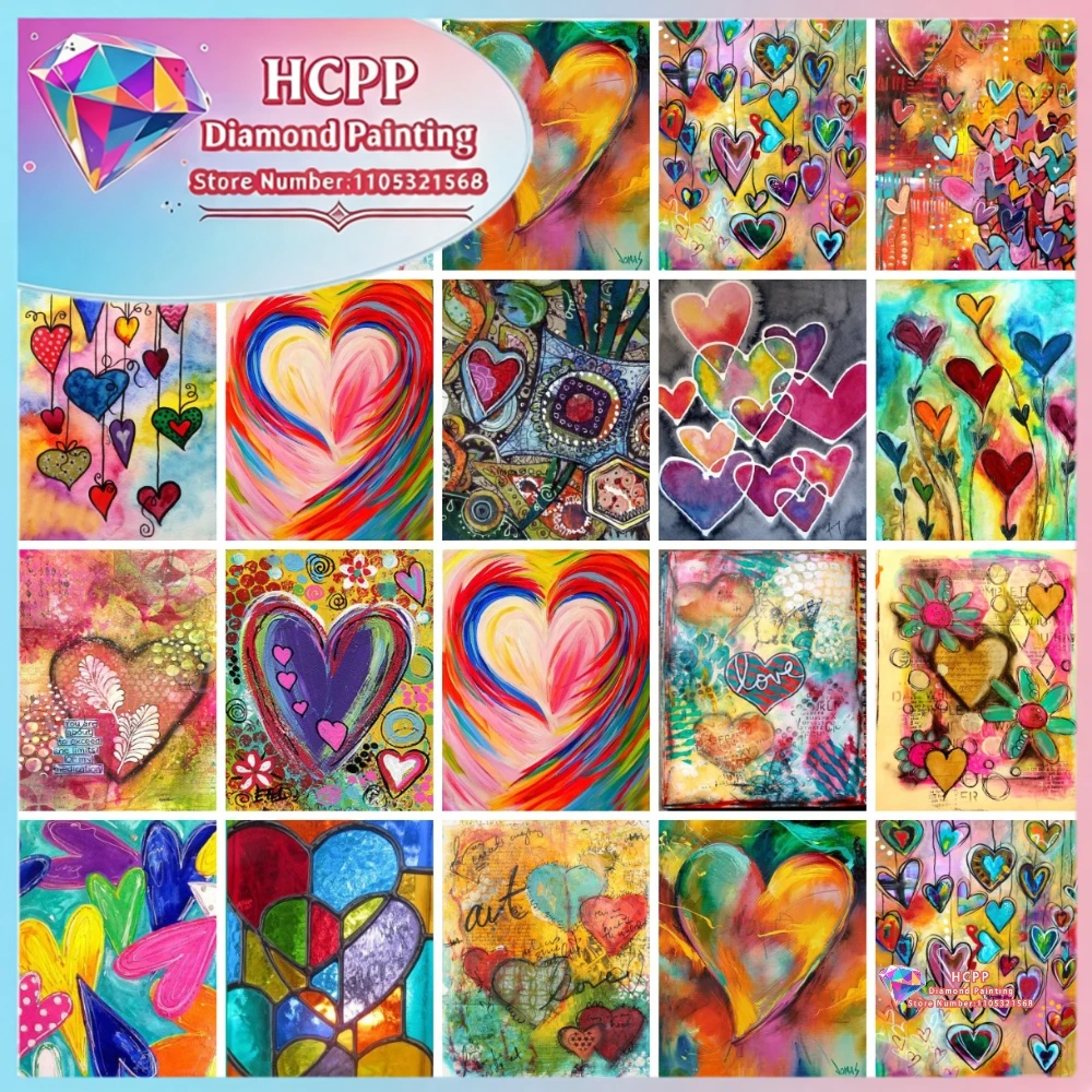 Herz-Bild Diamant-Malerei-Set Quadratische Runde Diamanten 5D DIY Mosaik Handgemachte Kunst Einzigartiges und Exquisites Geschenk Handwerk Heimdekoration