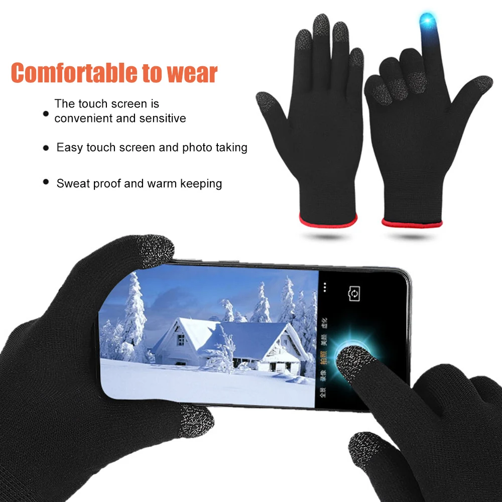 1 Pair Winter Touch Screen Game Controller Sweat Proof Gaming Finger Gloves Non-Scratch Sleeve Sensitive Nylon Mobile Touch