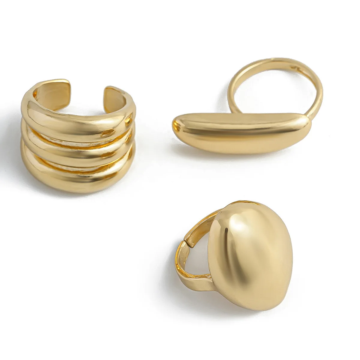 DIEZI 3pcs/set Exaggerated Metal Rings For Women Men Fashion Punk Geometric Gold Silver Color Knuckle Joint Ring Set Jewelry image 5