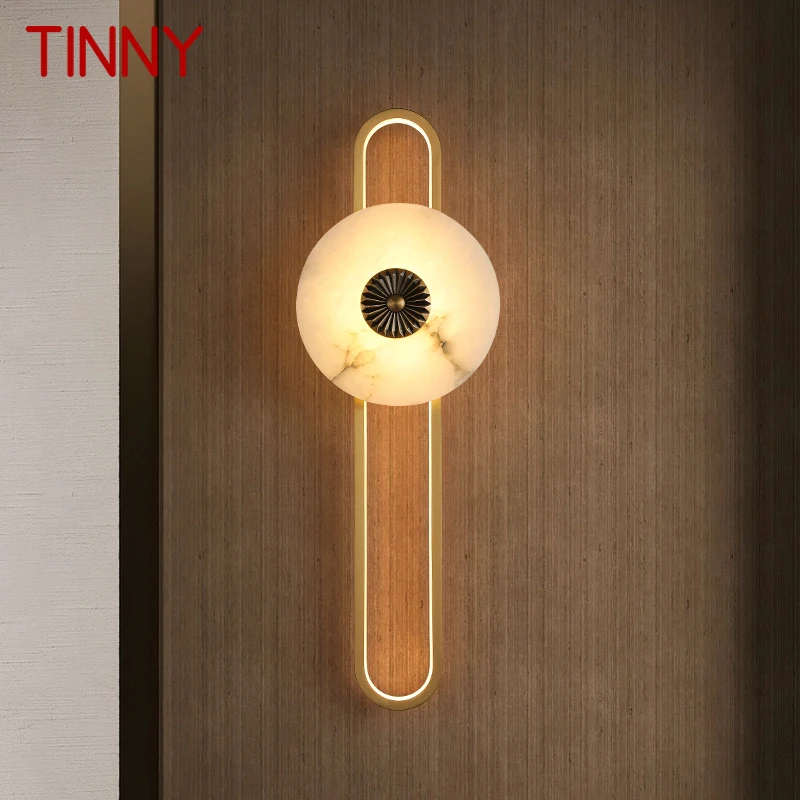 

TINNY Brass Wall Lamp LED Modern Luxury Marble Sconce Light Interior Decoration Household Bedroom Bedside Living Room Corridor