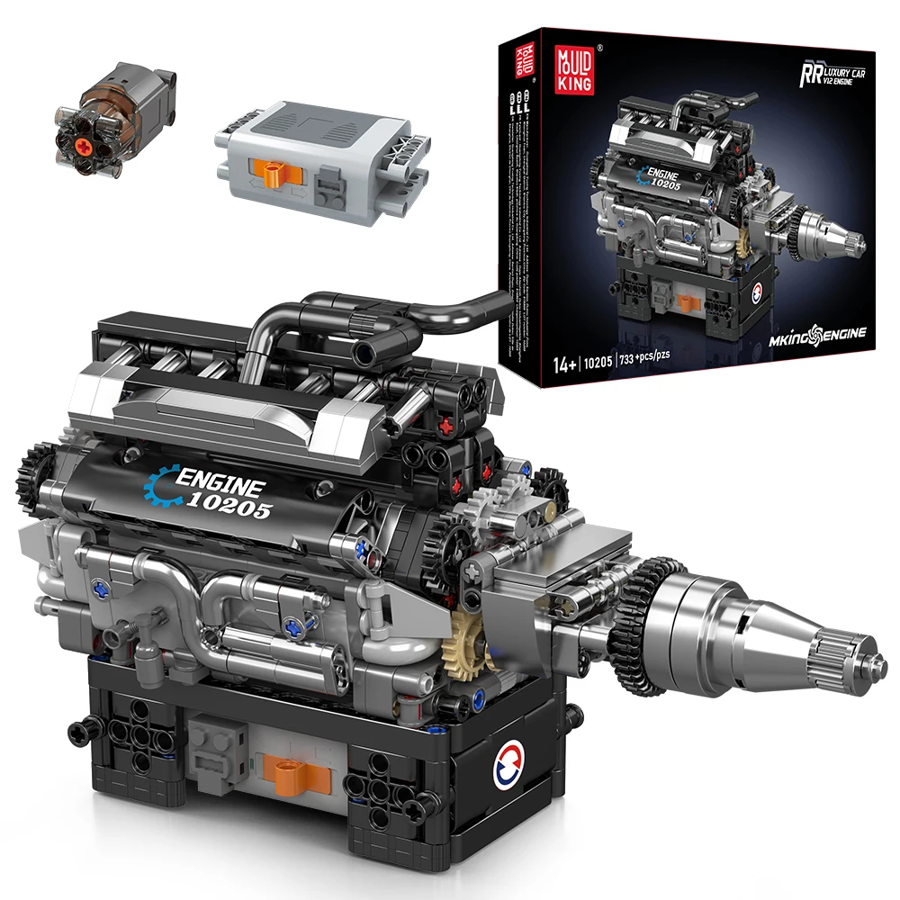 Mould King 10205 Der motorisierte RR Luxuswagen mit V12-Motor, Baustein-Set, technisches Auto-Bausatz, Weihnachtsgeschenk für Kinder