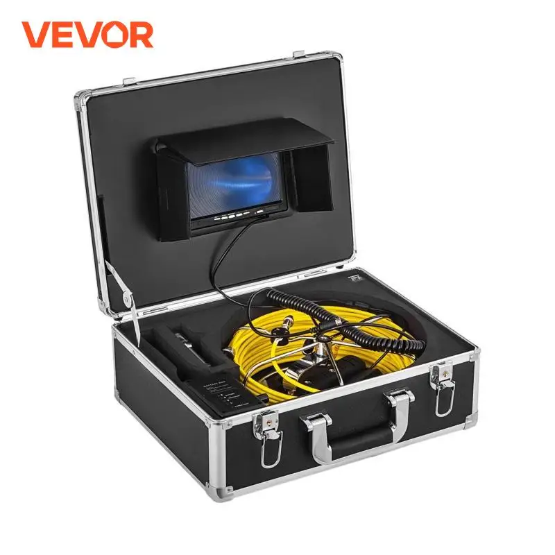 VEVOR Pipe Inspection Video Camera DVR Recording Function 7/9in Monitor 20/30/50M IP68 Drain Sewer Pipeline Industrial Endoscope