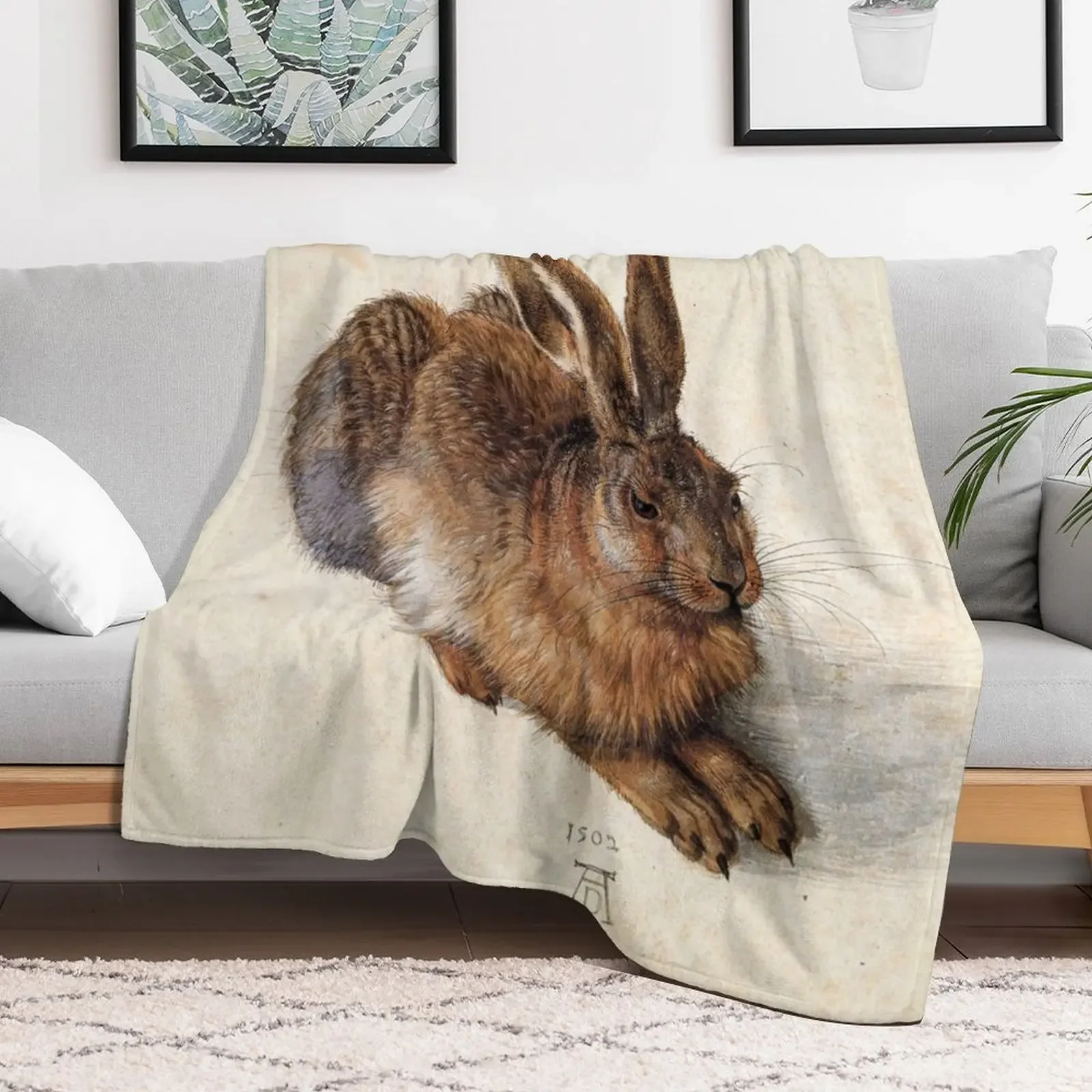 RABBIT - YOUNG HARE Antique Animal Drawings Throw Blanket heavy to sleep Polar Blankets