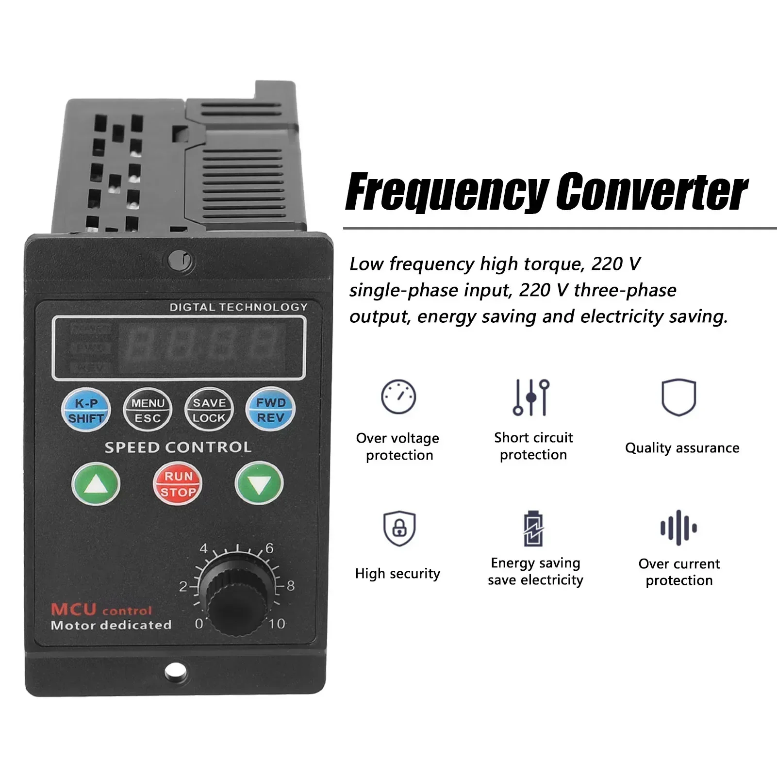 220 V Single-phase Input Three-phase Output Motor Driver Frequency Converter with Four-digit Digital Tube Display T13-750W-12-H