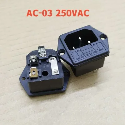2PCS/LOT 15A 250V AC Power Socket 3 Pin Male Connector Plug With Fuse Holder AC-03