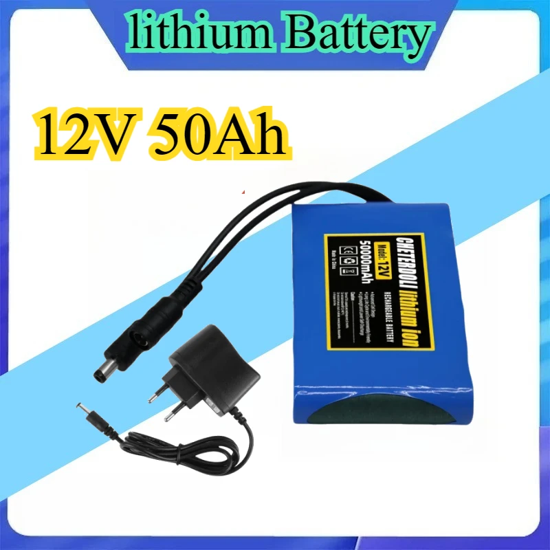 

NEW Portable Super 12V 50000mah Battery Rechargeable Lithium Ion Battery Pack Capacity DC 12.6v 50Ah CCTV Cam Monitor +