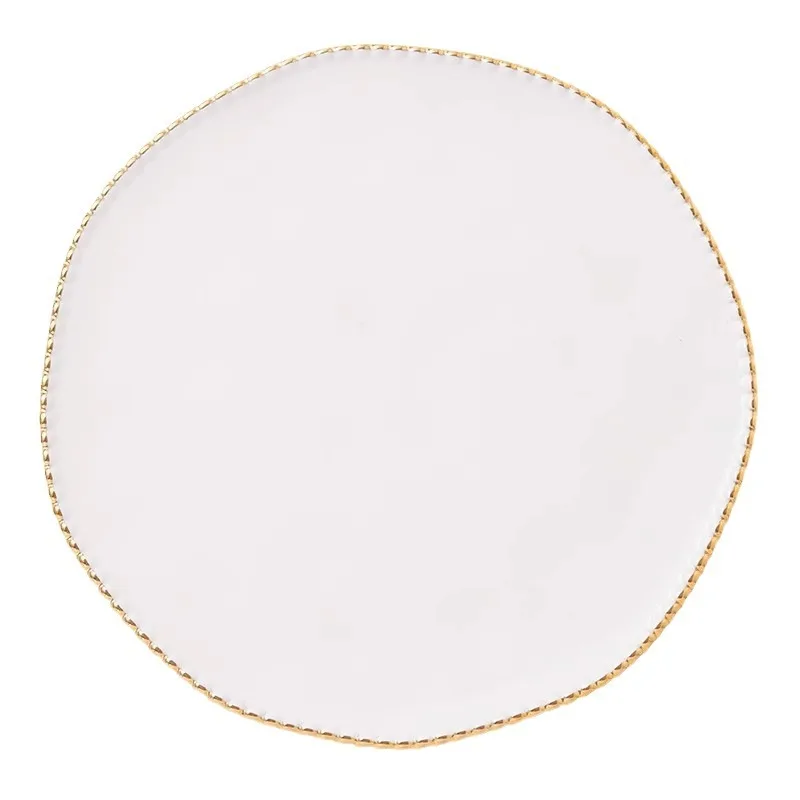 LMM Household Light Plate Fruit Plate Ceramic Premium Sense Phnom Penh Bead Edge Plate Cake