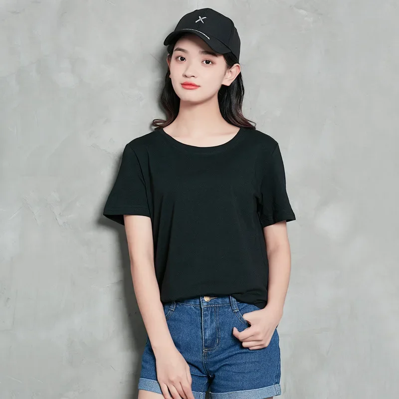 MRMT 2025 Brand New Women's 95 Cotton Short Sleeve T Shirt Women's Loose White Round Neck T Shirt Pure White Base Top Tide