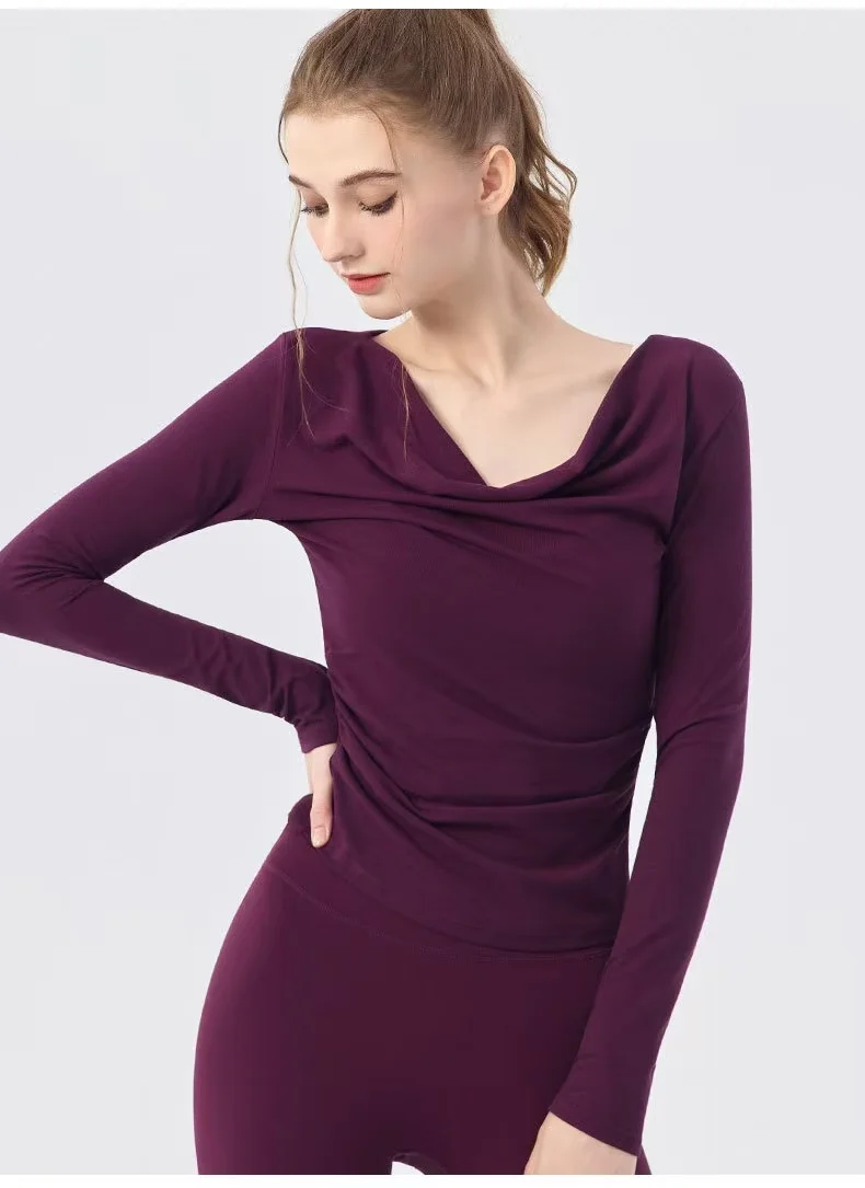 Neues Herbst-Langarm-Yoga-Gym-Workout-Oberteil, feminines One-Shoulder-Top, schlanke Sport- und Fitness-Trainingskleidung für Laufen und Pilates – Detail 6