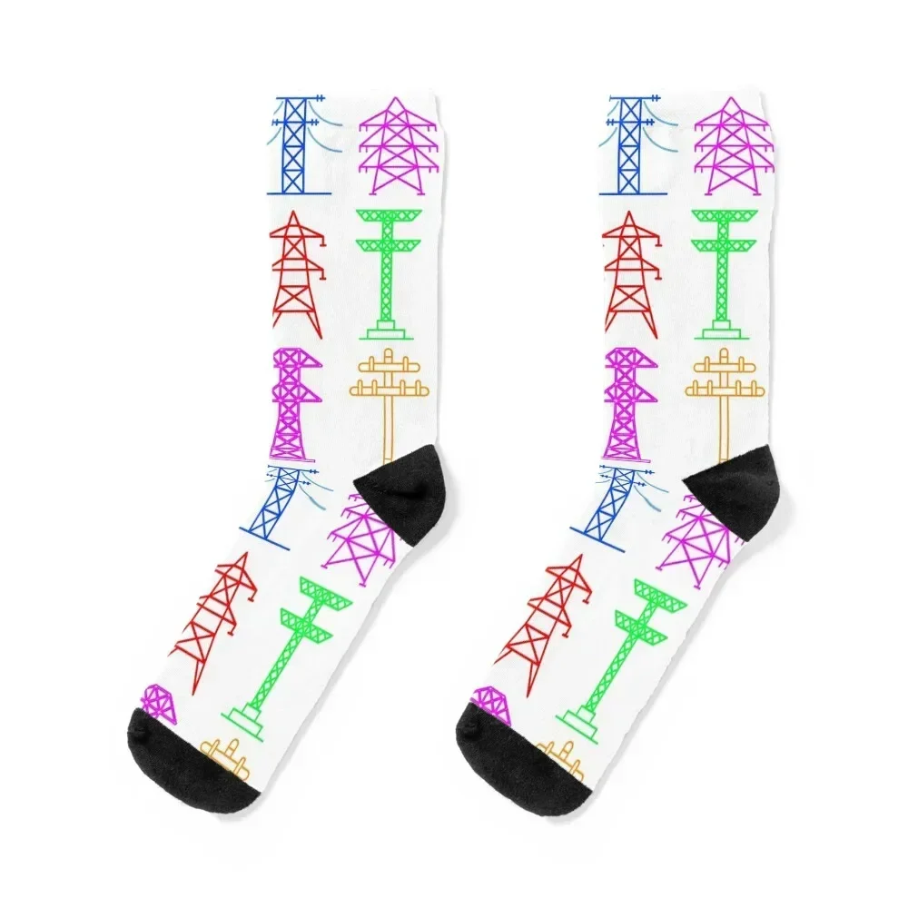 Electricity transmission towers Socks Hiking boots retro Men Socks Luxury Brand Women's