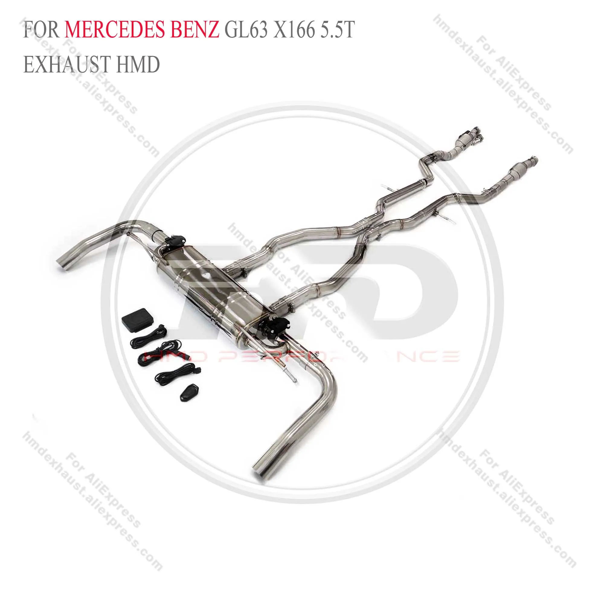 HMD exhaust system For Mercedes benz  GL63 X166 5.5T exhaust catback valve exhaust Downpipe Customizable logo tips