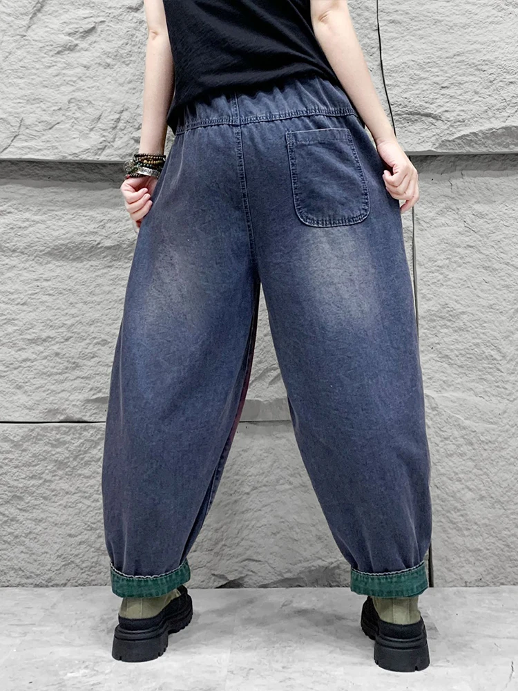 Max LuLu-Jean Vintage en Denim pour Femme, Pantalon Classique Décontracté, Patchwork, Harem FjPunk, Vêtements à la Mode, Printemps 2024