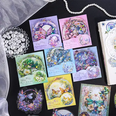 Sticker Scrapbooking 10Pcs Bees Dragonfly Butterfly Decorative Waterproof Sticker Pack Handbook Scrapbooking Material Label Diy Diary Album Planner