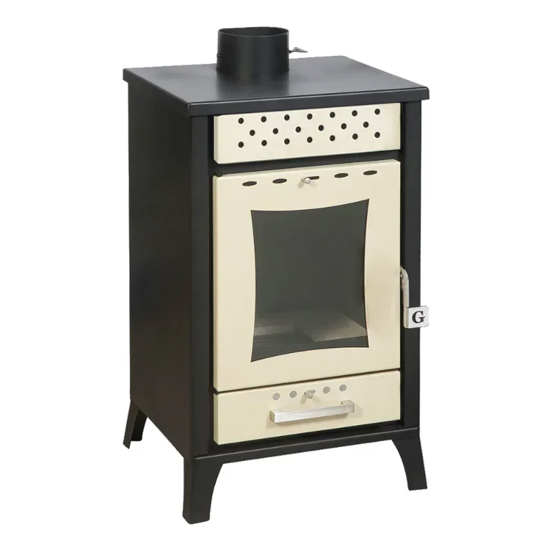 

15 kW Wood Burning Steel Stove with Water Jacket | 74% Efficiency Black, Silver, Red, Beige