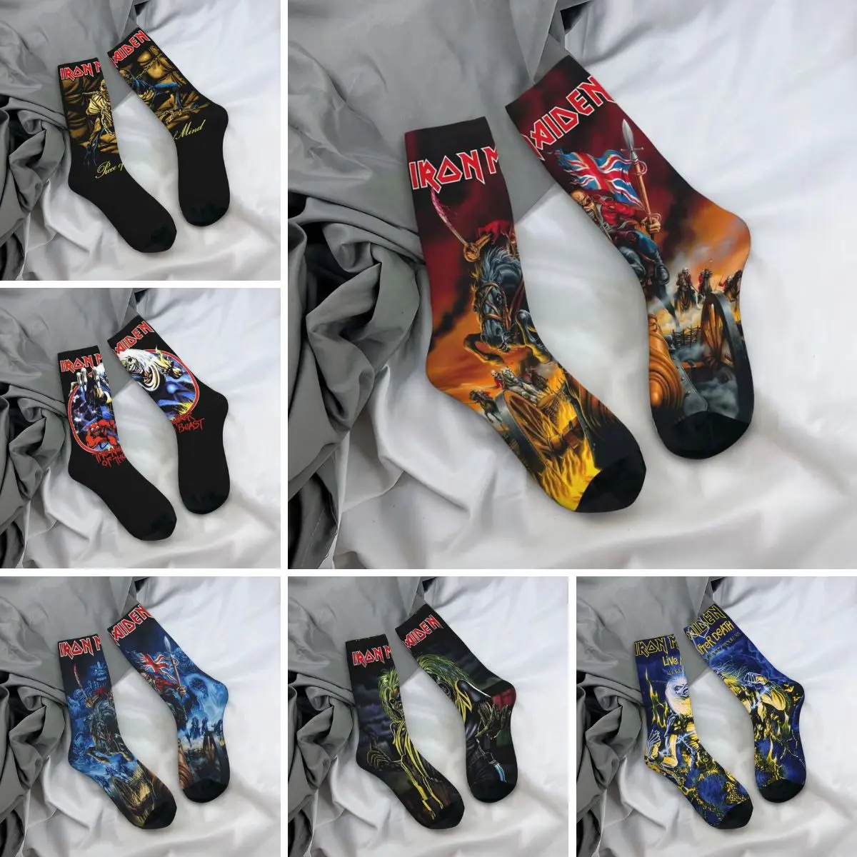 I-Iron Maidens Heavy Rock Band England Stockings Couple Socks Soft Socks Winter Outdoor Sports Anti Slip Graphic Socks Gift