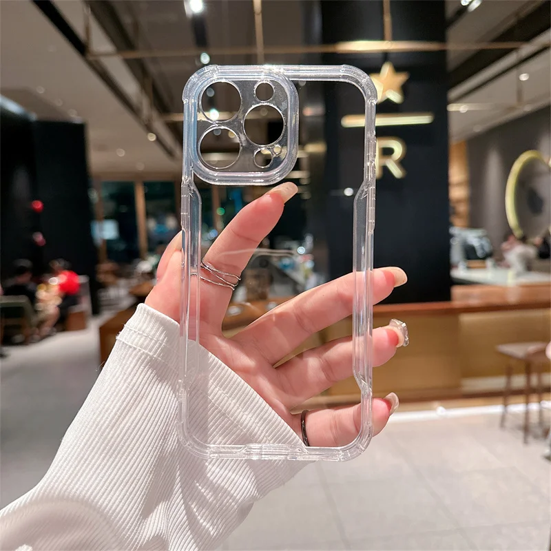 

Luxury Silicone Transparent Shockproof Armo Small Pretty Waist Case for iPhone 15 14 13 16 Pro Max Phone Clear Protection Cover