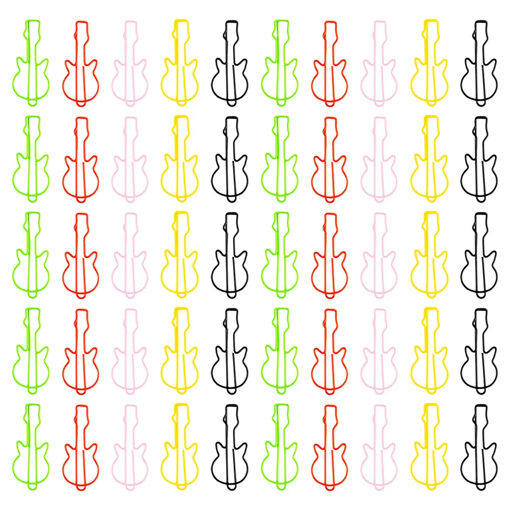 

50Pcs Guitar Paper Clip Bookmark Metal Colorful Creative Music Page Holder Office Supplies Planner Party Favors