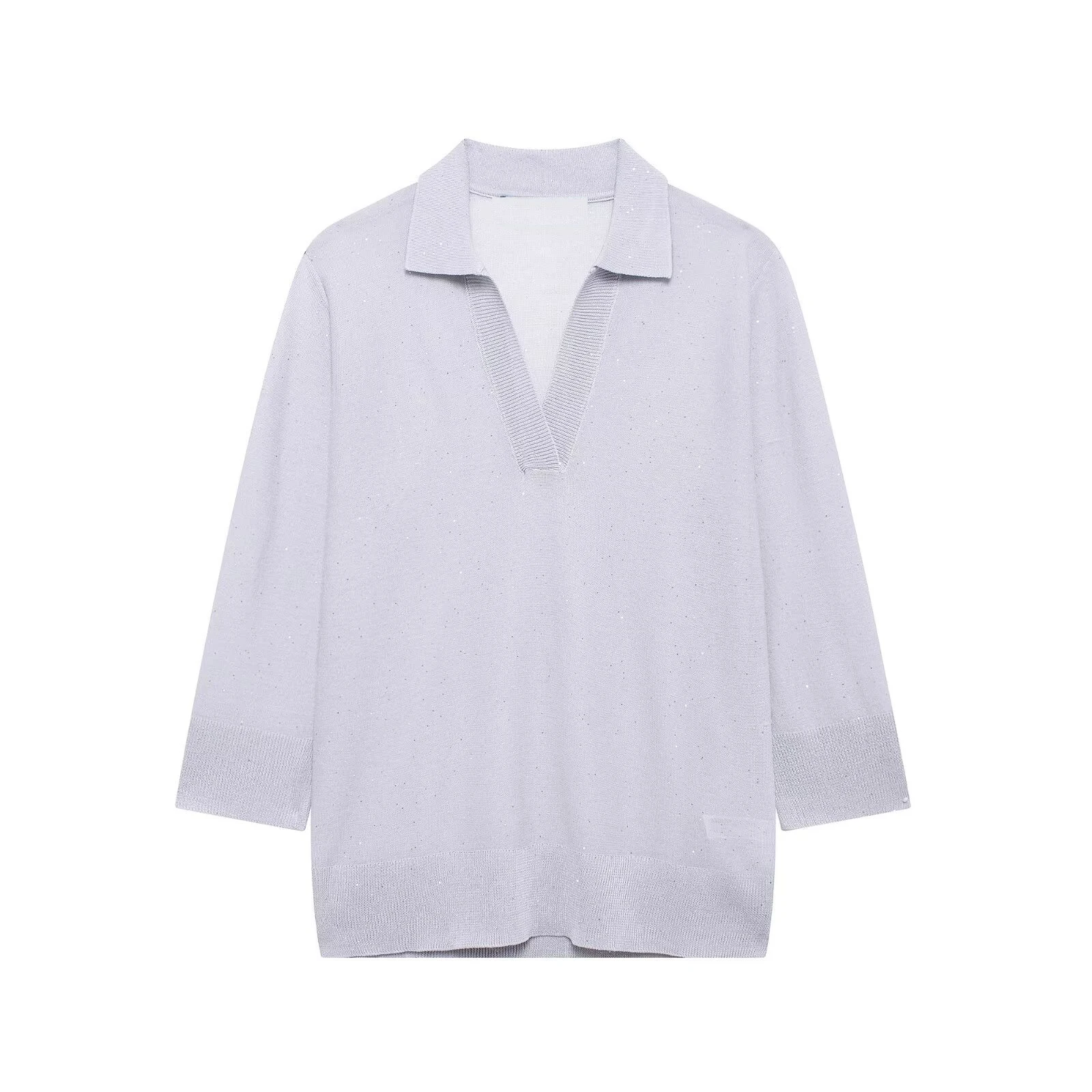 Tangada Women 2024 Women Loose Beading Knitted Sweater Jumper Turn Down Collar Female Pullovers 3H0751