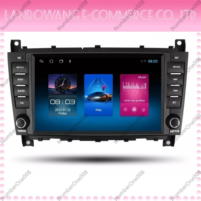 Android Smart Car Stereo GPS Navigation Screen with Reverse Camera Compatible for Mercedes Benz CLK W203 Carplay