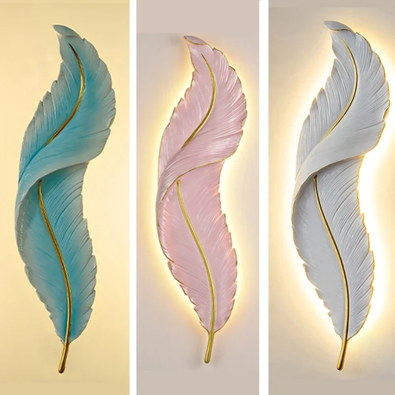 

Modern Feather Wall Lamps Bedroom Bedside Living Room Lamp Background Walls Hallway Decor Lights Indoor Lighting Home Appliance