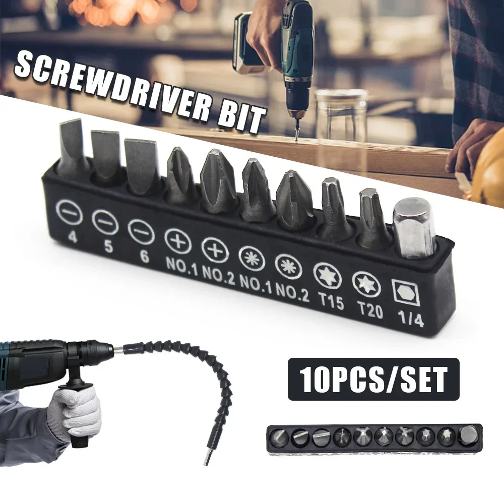 

Screwdriver Bit accessories 6.35 Hexagon Head Flexible Shaft Bits Extension rod Electric Drill 10pcs/set