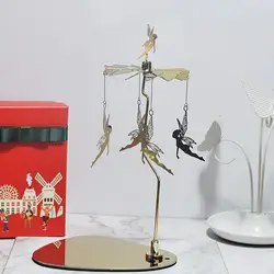 Candlesticks Rotating Romantic Rotation Spinning Carrousel Tea Light Candle Holder Christmas Home Party Wedding Angel