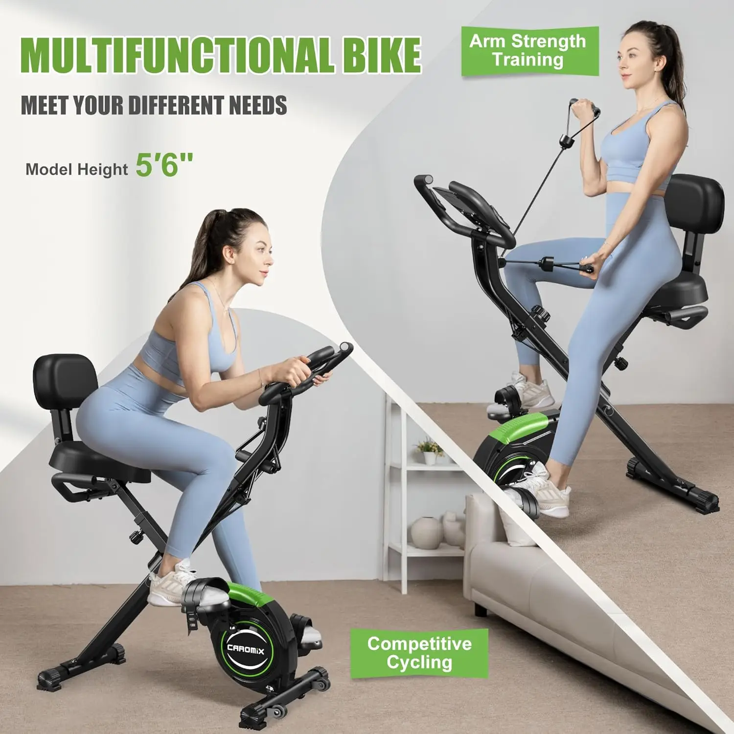 Exercise Bike, 4 in 1 Stationary Magnetic Cycling Bicycle Upright Indoor Cycling Bike for Home Workout 330LB Cap