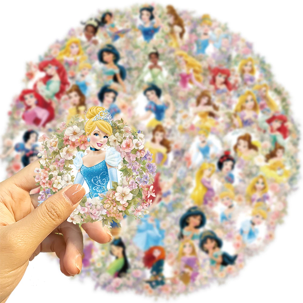 10/30/50pcs Disney Leuke Bloemen Prinses PET Stickers Esthetische Speelgoed Sticker voor Koffer Notebook Kawaii meisje Gift Sticker Decor