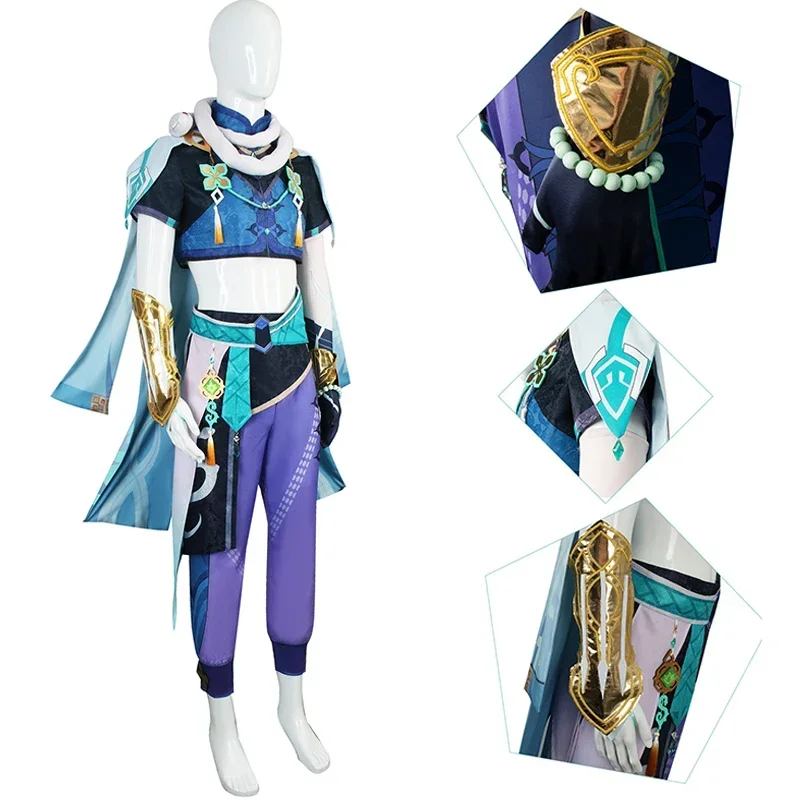 Baizhu Genshin Impact Cosplay Costume Bai Zhu Wig Glasses Game Uniform Cosplay Halloween Carnival Costume for Men Women