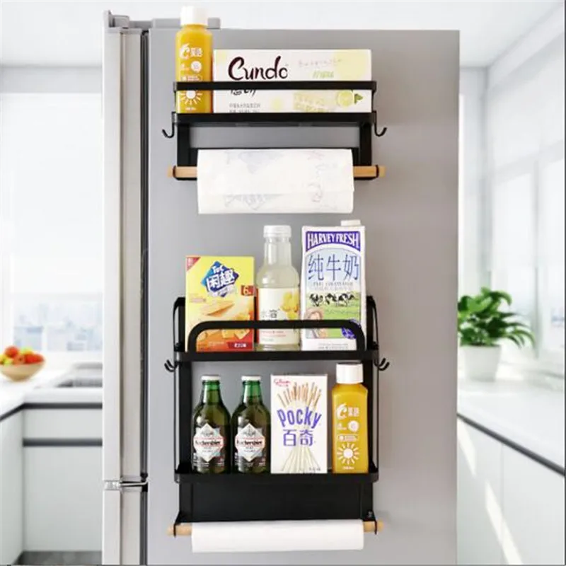 

Multi-Layer Refrigerator Shelf Fridge Side Rack Sidewall Holder Kitchen Supplies Organizer Hanging Hook Folding Storage