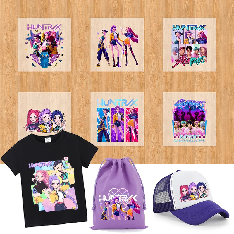 Image of Anime-Figuren Cartoon Bügelbilder für Kleidung – Süße DIY-Wärmeübertragungsaufkleber für Familien und Kinderkleidung, individuelle Applikationen