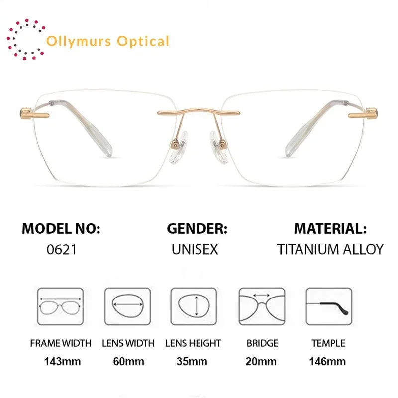 

XUKA Multifocal Glasses Frameless Rimless Photochromic Free Form Optical Prescription Glasses RecipeWide Field