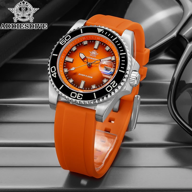 ADDIESDIVE New Men Watch AD2089 Top Brand Luxury Ceramic Bezel Diving 200m 41mm Waterproof Dive Wristwatch 316L Stainless Steel