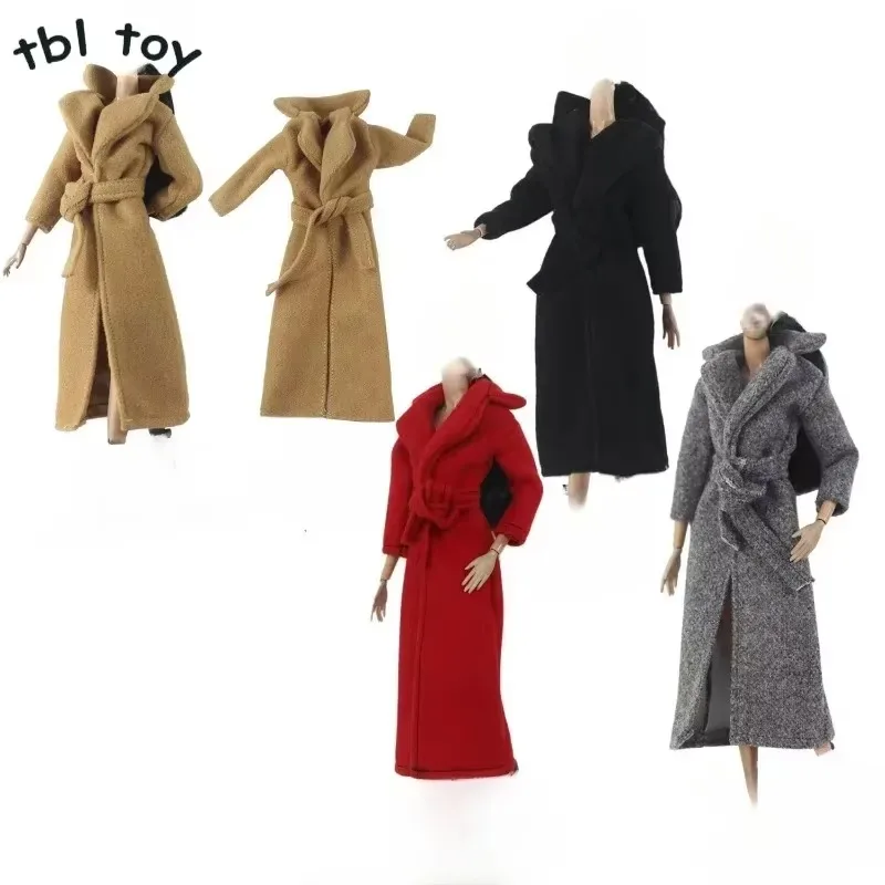 1/6 Scale Female Woolen Coat Overcoat with Belt Clothes Model for 11 Inch 29-30 Cm Ob Bjd Pp Body Doll Soldier Figures