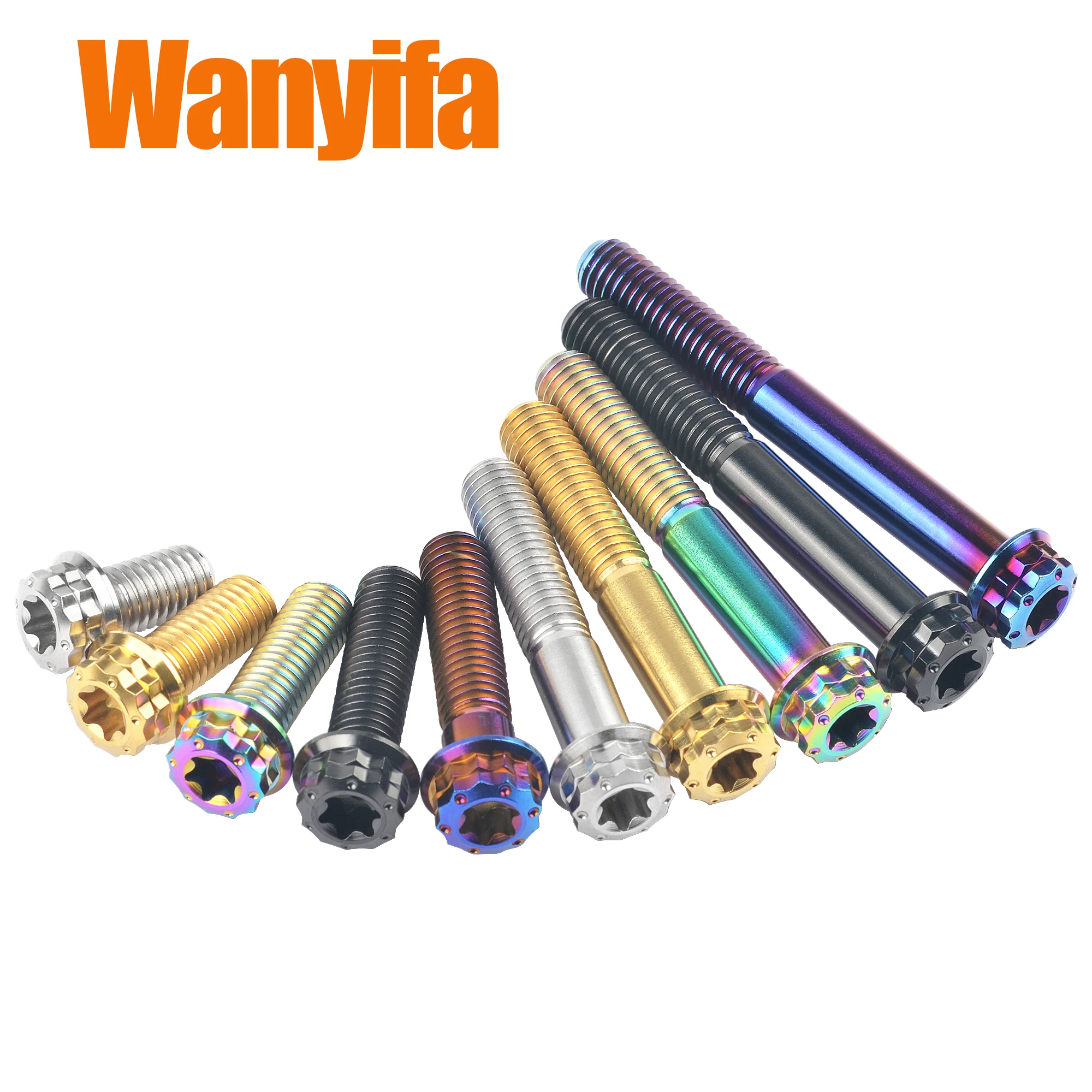 Wanyifa Titanium Bolts MTB Fasteners M8x30/35/40/45/50mm Flange Head Torx Sleeve Ti Screws for Bicycle Accessories 4Pcs