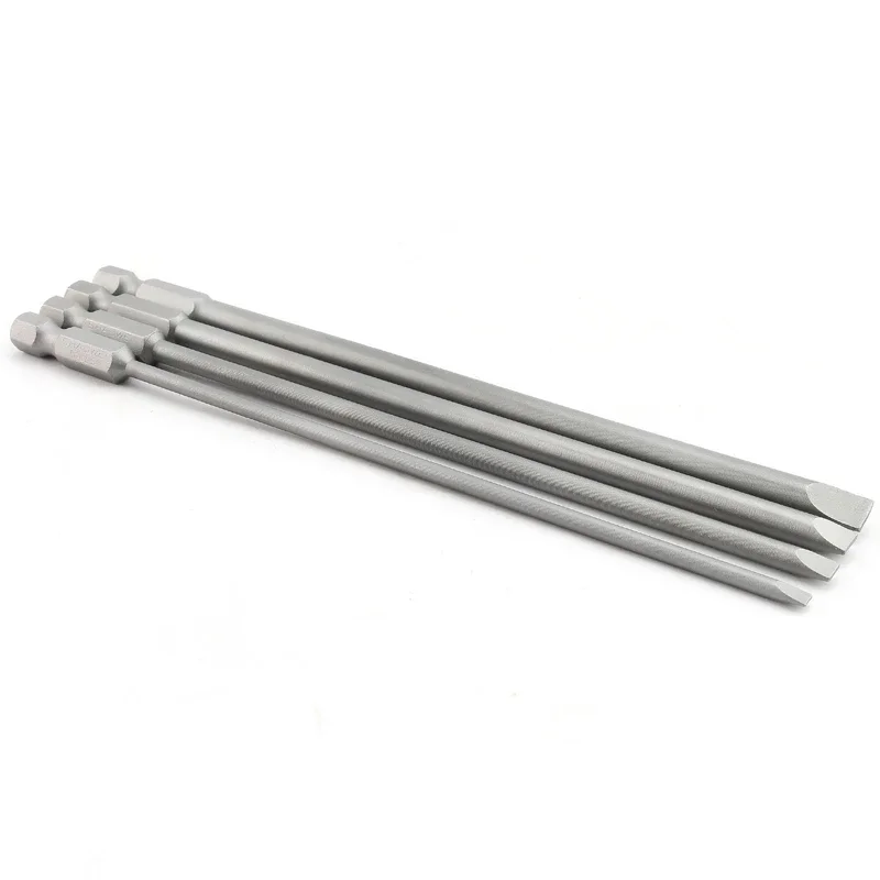 

150mm Length 1/4" Magnetic Screwdriver Bits Kit 3.0-6.0mm Flat Head S2 Slotted Tip Screwdrivers Bits