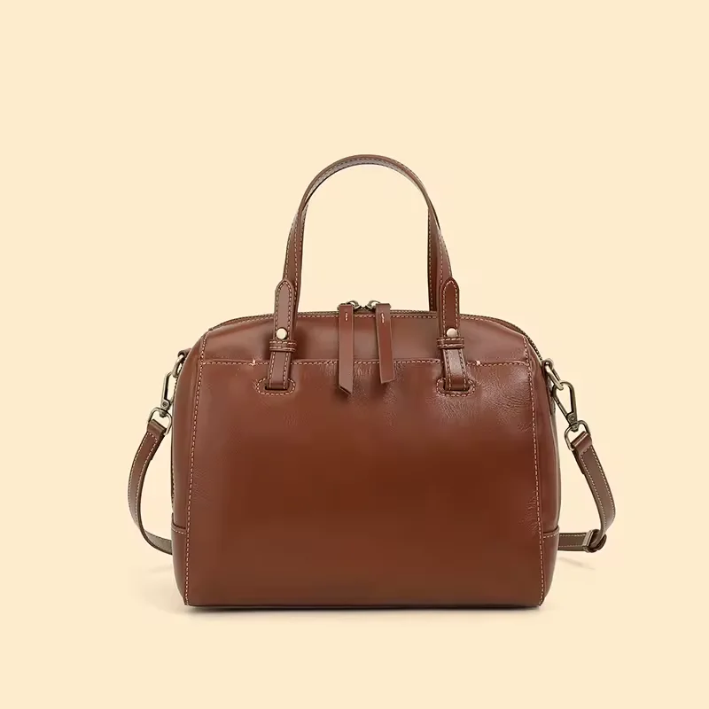 

Genuine leather Boston Women's Small Shoulder Crossbody Bag 2025 New Fashionable Women's Bag luxury Handbag
