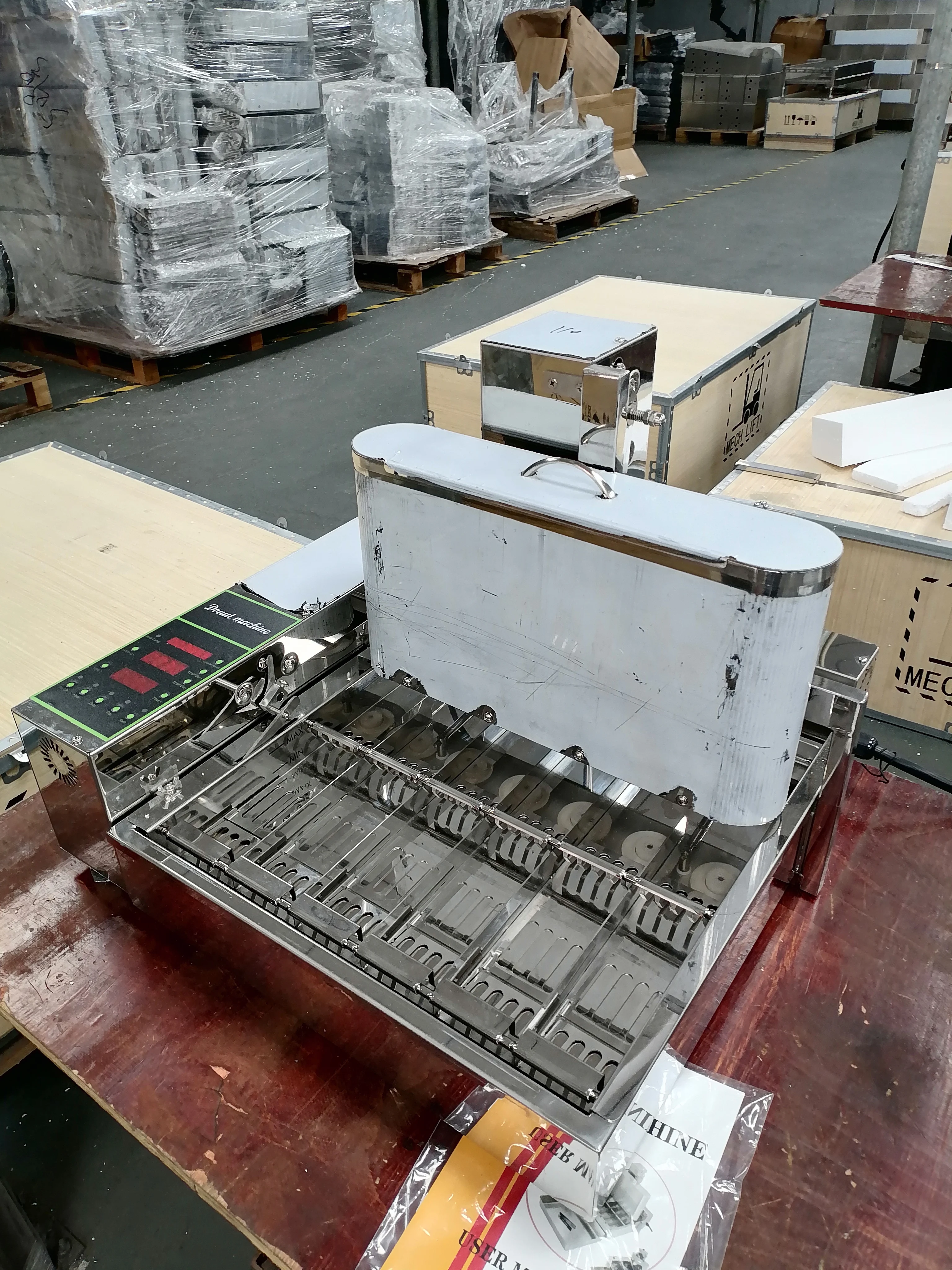 6-Row Mini Donut Processing Unit, 304 Stainless Steel, Temperature Control, Large Capacity Bakery Snack Tool