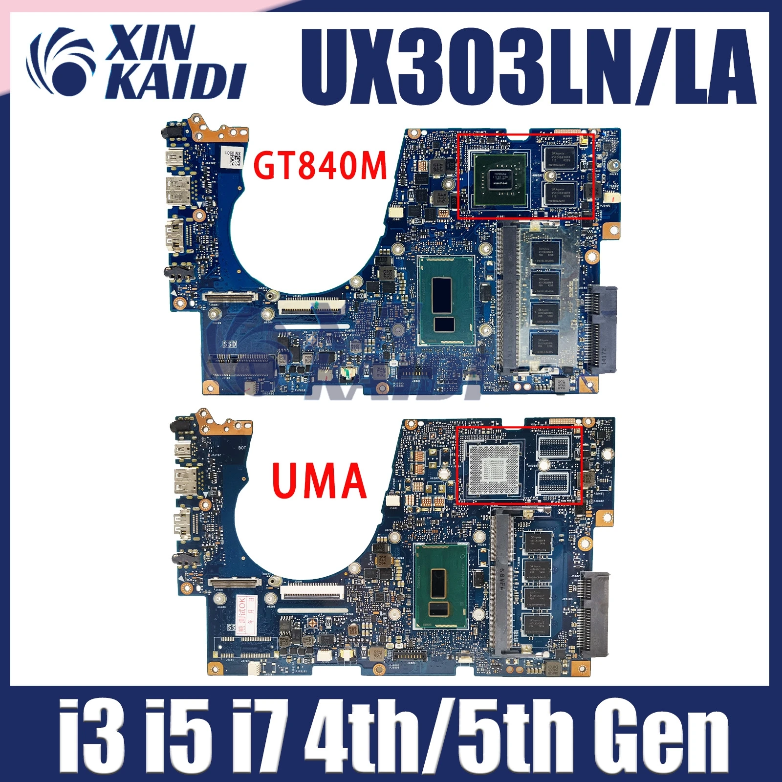 

UX303LN Mainboard For ASUS UX303L UX303LB UX303LNB U3000 U303L UX303LA Laptop Motherboard 4G RAM I3 I5 I7 4th/5th Gen GT840M UMA