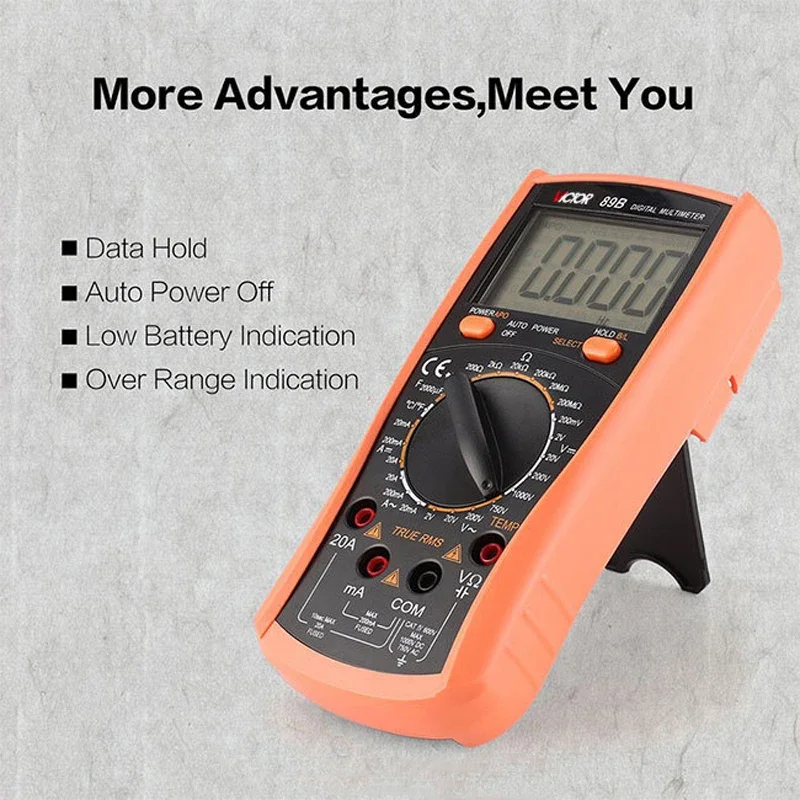 RUOSHUI 89B 1999 Counts Lcd Display Data Hold Digital Multimeter Tester Multimeter Digital Professional with Diode Test AutoOff