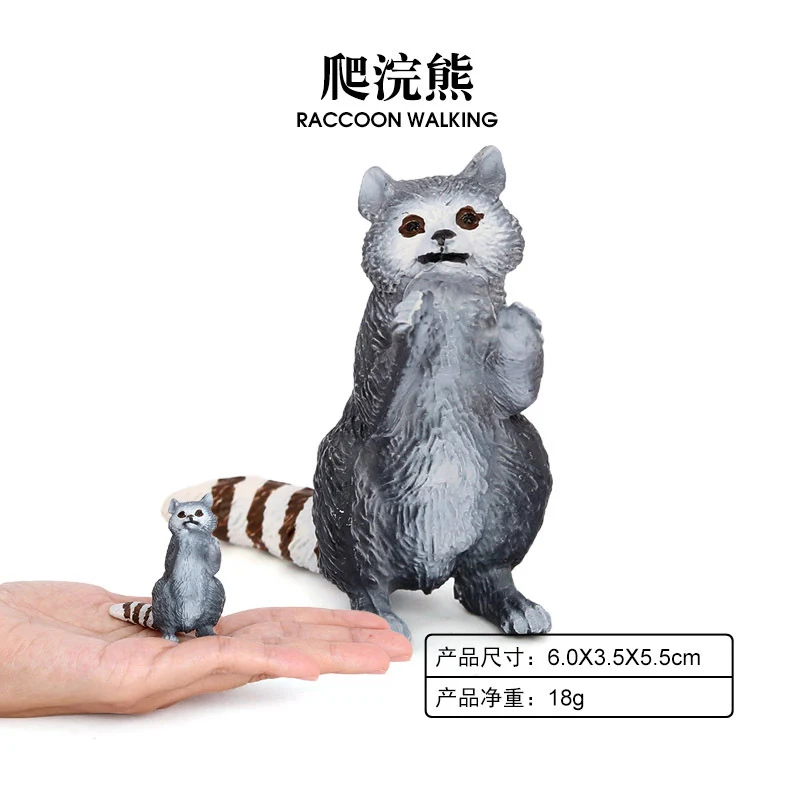 Children's Simulation Wildlife Sitting Posture Raccoon Model Toy Kids Science Education Cognitive Gift Decoration Ornaments