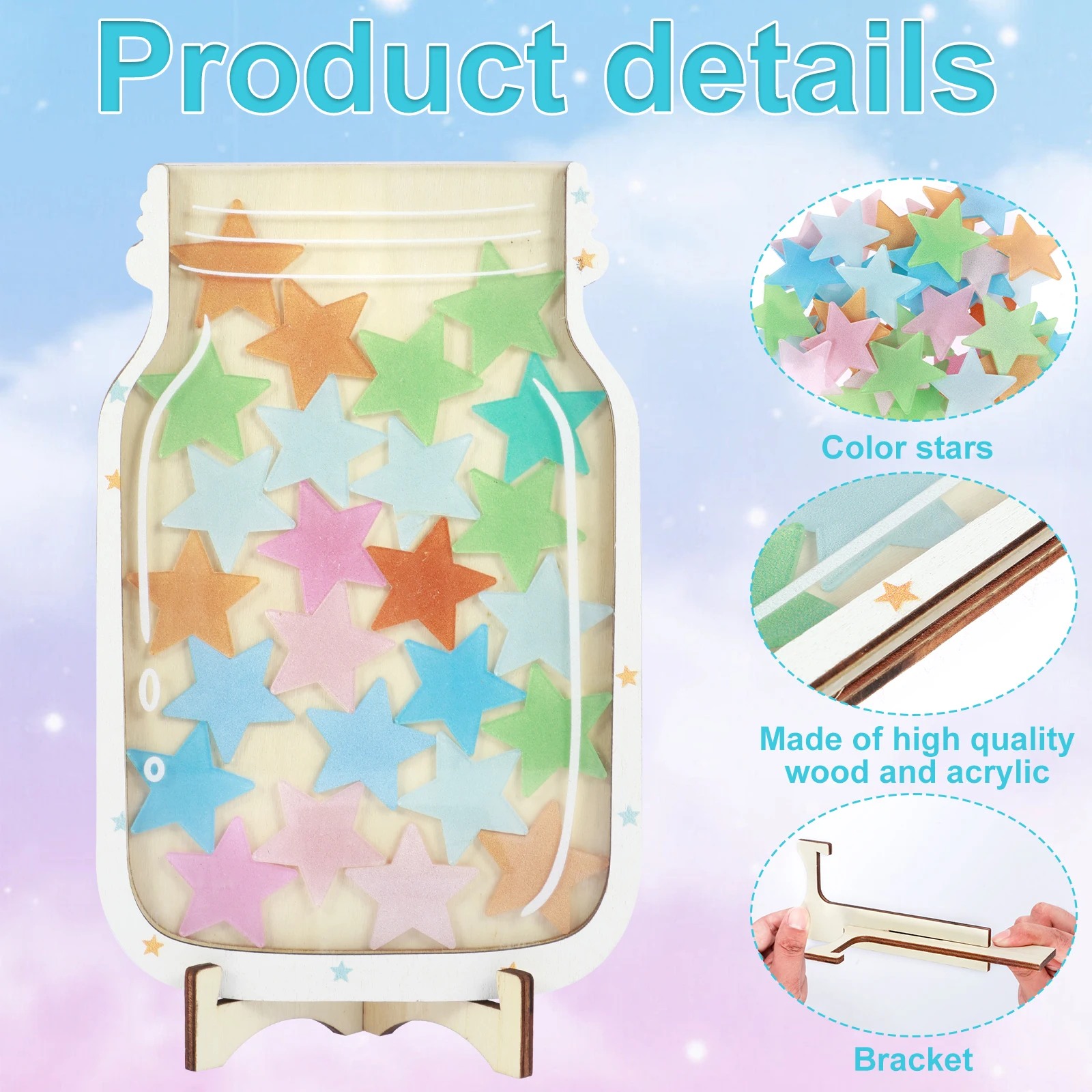 Reward Jar Kit Wooden Positive Behavior Jar Personalized Star Incentive Jars Multipurpose Reward Jars Responsibility Management