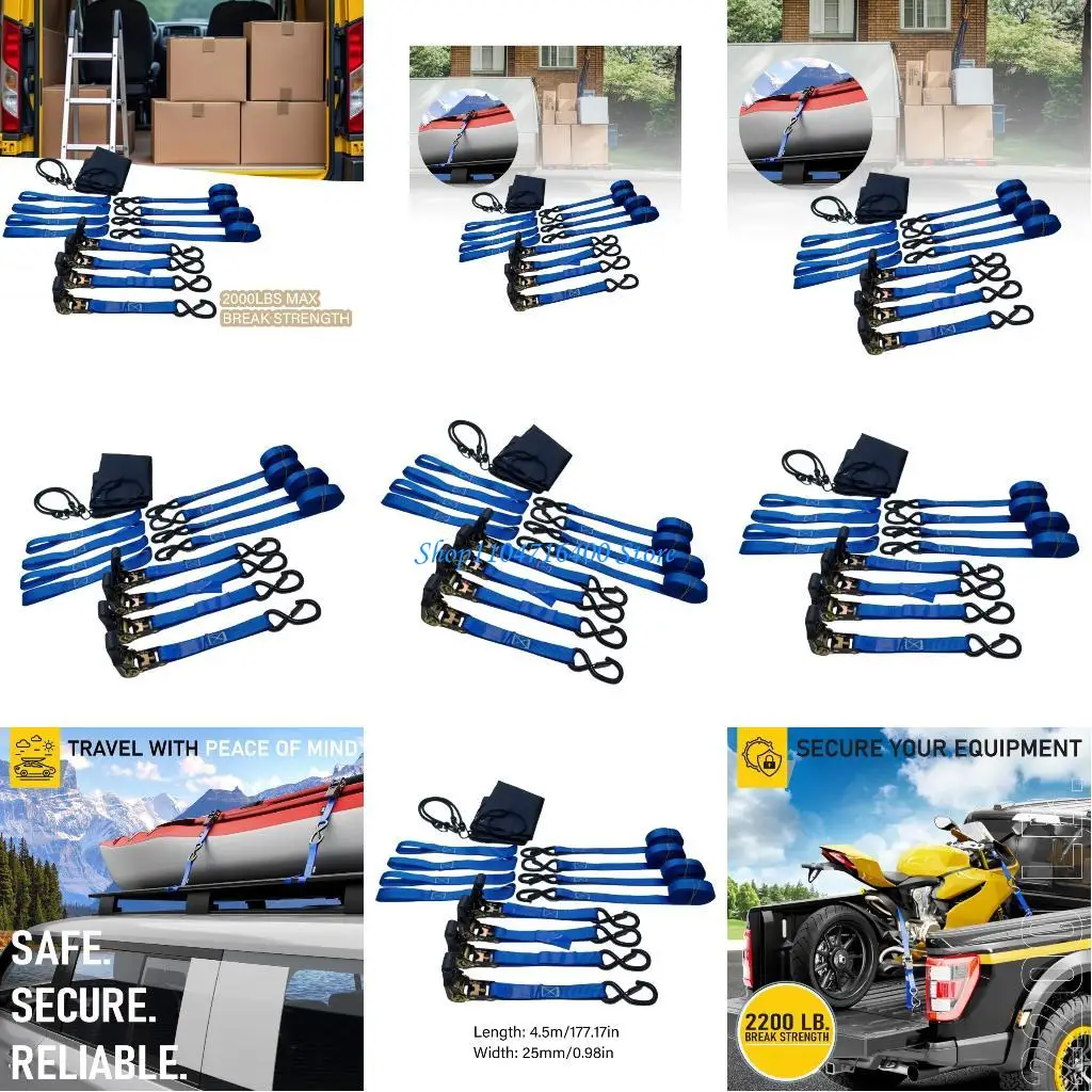y1gd Ratchet Tie Down Straps Safety Lock S Hooks For Truck Motorcycle Transport