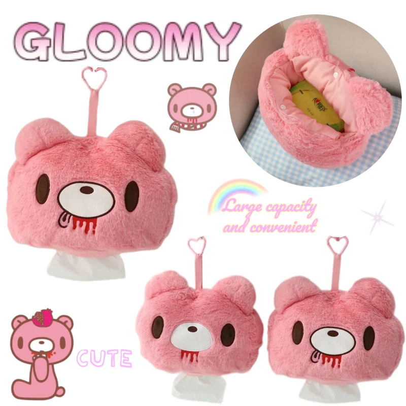 GloomyBear Taschentuchbox im Cartoon-Stil, niedlich, kreativ, hochwertig, tragbar, perfekt für Schreibtische im Studentenwohnheim, vielseitig und zum Aufhängen geeignet. – Detail 1