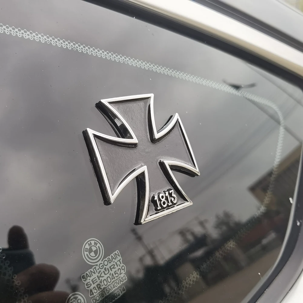 Iron Cross Chrome Metal Germany 1813 Malta Virtue Symbol Medal Cross Emblem Motorcycle Car Styling Badge Stickers Decal Auto Pat