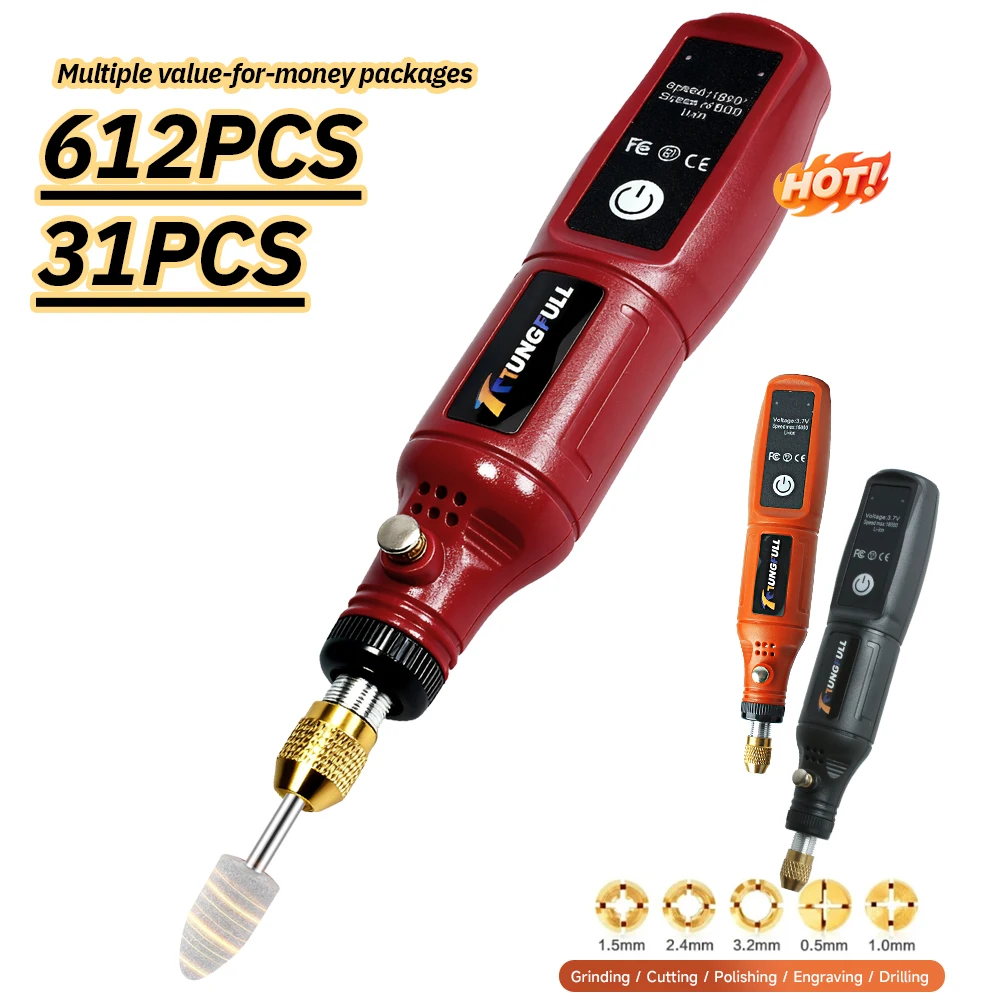 

Миниатюрный беспроводной роторный инструмент с USB-зарядкой, электрическая шлифовальная машинка-ручка для домашнего DIY, изготовления украшений, нейл-арта и небольших поделок